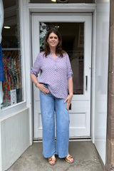 Lilac Purple Polkadot Cotton Blouse