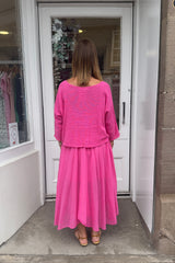 Fuchsia Pink Double Layer Two Piece Strappy Dress