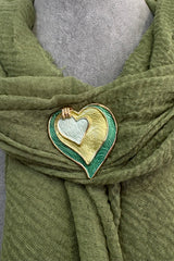 Green Triple Heart Magnetic Brooch