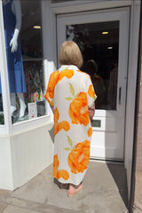 Orange Bloom Oversized Floral Shirt Dress