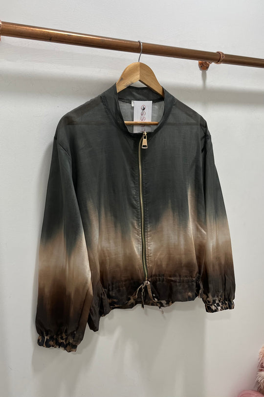 Khaki Green Ombre Lightweight Bomber Jacket