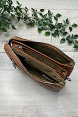 Mocha Brown Cleo Zip Crossbody Bag