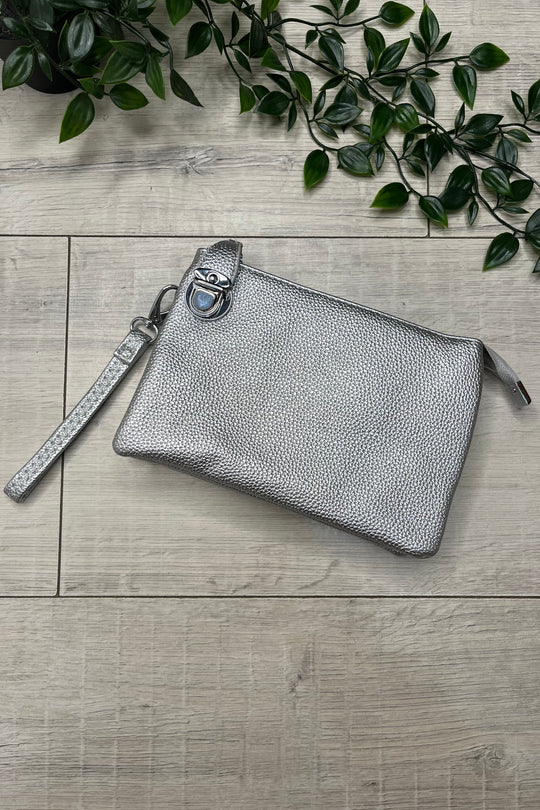Silver Cleo Zip Crossbody Bag