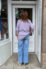 Lilac Purple Polkadot Cotton Blouse