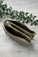 Gold Cleo Zip Crossbody Bag