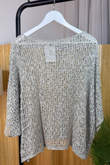 Grey Popcorn Poncho Top