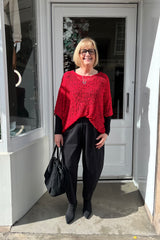Red Popcorn Poncho Top