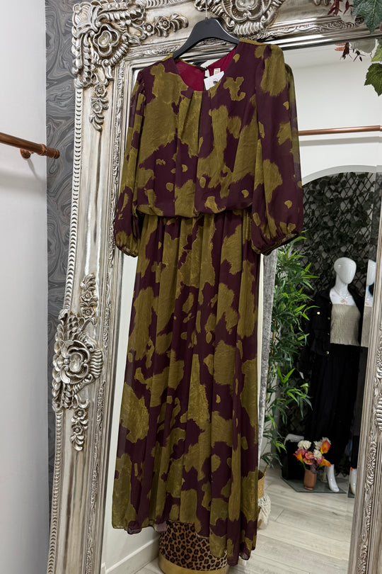 Olive Green Tessa Printed Dress