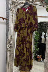 Olive Green Tessa Printed Dress