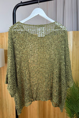 Khaki Popcorn Poncho Top