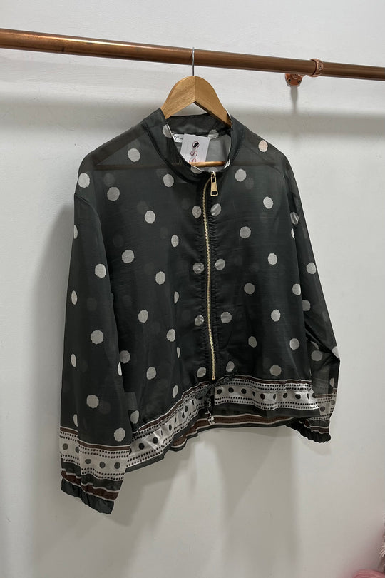 Khaki Green Polkadot Lightweight Bomber Jacket