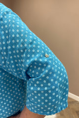 Aqua Blue Polka Dot Cotton Blouse