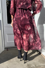 Petra Burgundy Floral Printed Dress