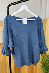Denim Blue Frill Sleeve Jackie Jumper