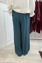 Teal Nicole Wide Leg Trousers