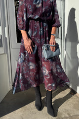 Petra Aubergine Floral Printed Dress
