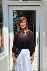 Black Popcorn Poncho Top