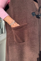 Chocolate Brown Oversized Anya Teddy Maxi Gilet