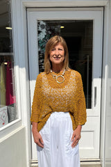 Mustard Yellow Popcorn Poncho Top