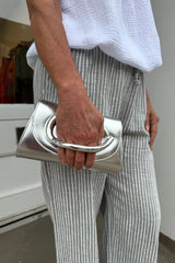 Light Grey And White Candy Stripe Cotton Trousers