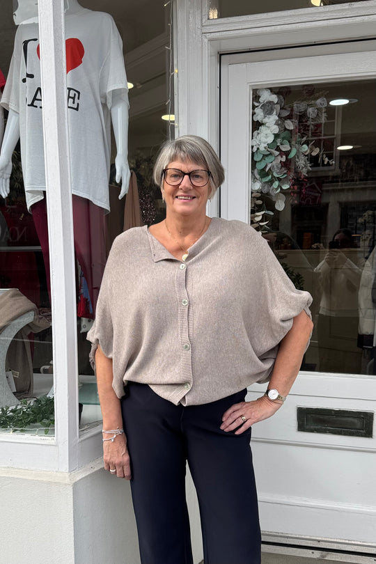 Mocha Neave Oversized Ruched Button Cardigan