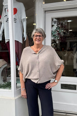 Mocha Neave Oversized Ruched Button Cardigan
