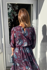 Petra Aubergine Floral Printed Dress