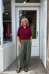Claret Short Sleeve Knitted Polo Top