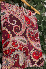 Red Gold Detail Paisley Scarf