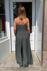 Khaki Green Roxy Beaded Jumpsuit