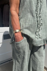 Khaki Green Ava Cotton Front Pocket Trousers