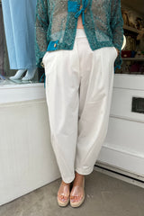White Premium Crop Trousers