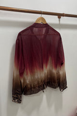 Burgundy Ombre Lightweight Bomber Jacket