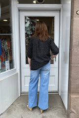 Black Polkadot Cotton Blouse