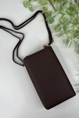 Chocolate Brown Zip Wallet Crossbody Bag