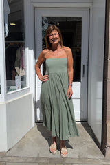 Khaki Green Gypsy Maxi Skirt