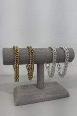 Gold Curb Chain Statement T-Bar Bracelet