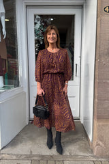 Zena Mustard Zebra Printed Dress
