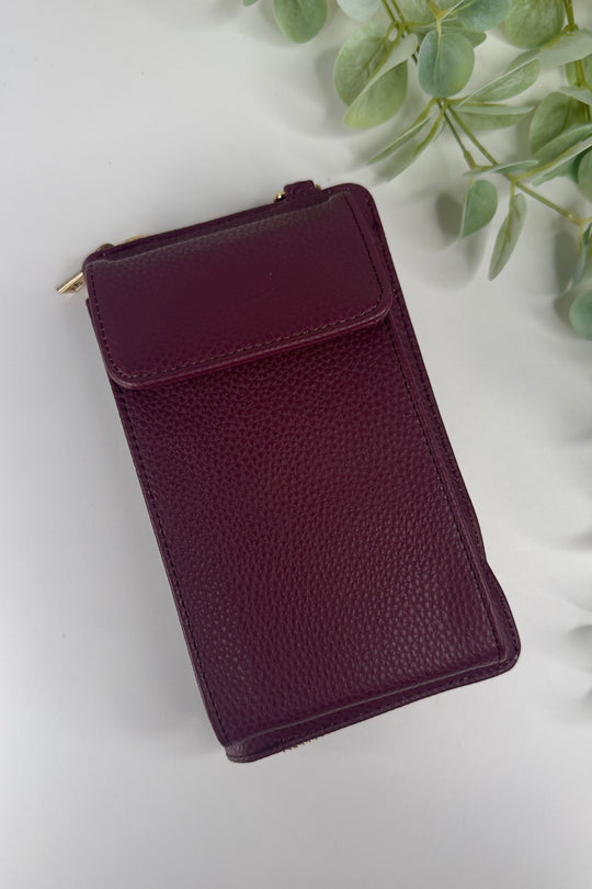 Beetroot Purple Zip Wallet Crossbody Bag