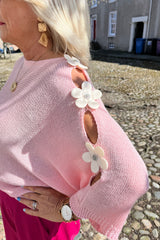 Baby Pink Daisy Fine Knit Jumper