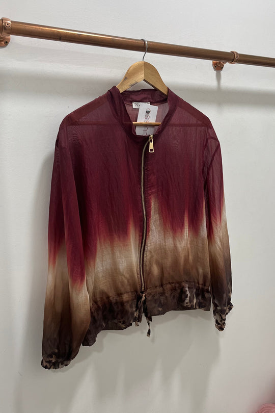 Burgundy Ombre Lightweight Bomber Jacket