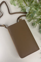 Taupe Zip Wallet Crossbody Bag