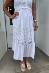 White Crochet Bust Dress