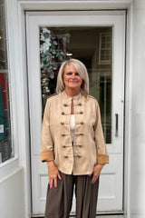 Carrie Beige Military Suedette Jacket