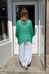 Bright Green Popcorn Poncho Top