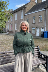 Khaki Green Alana Funnel Neck Utility Jacket