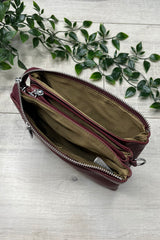 Burgundy Cleo Zip Crossbody Bag