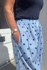 Baby Blue and Navy Polkadot Trousers