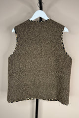 Leopard Trim Gilet Chocolate Brown
