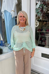 Mint Green Tie Up Crochet Top
